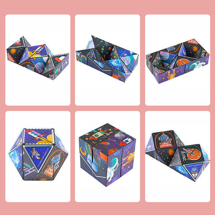 "3D Magic Cube med psykedeliska mönster i regnbågsfärger, perfekt för barn och vuxna, ger en sensorisk upplevelse."