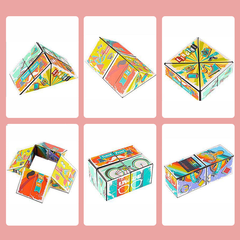 "3D Magic Cube med psykedeliska mönster i regnbågsfärger, perfekt för barn och vuxna, ger en sensorisk upplevelse."