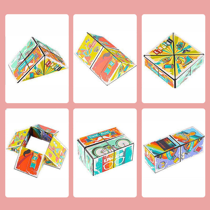 "3D Magic Cube med psykedeliska mönster i regnbågsfärger, perfekt för barn och vuxna, ger en sensorisk upplevelse."