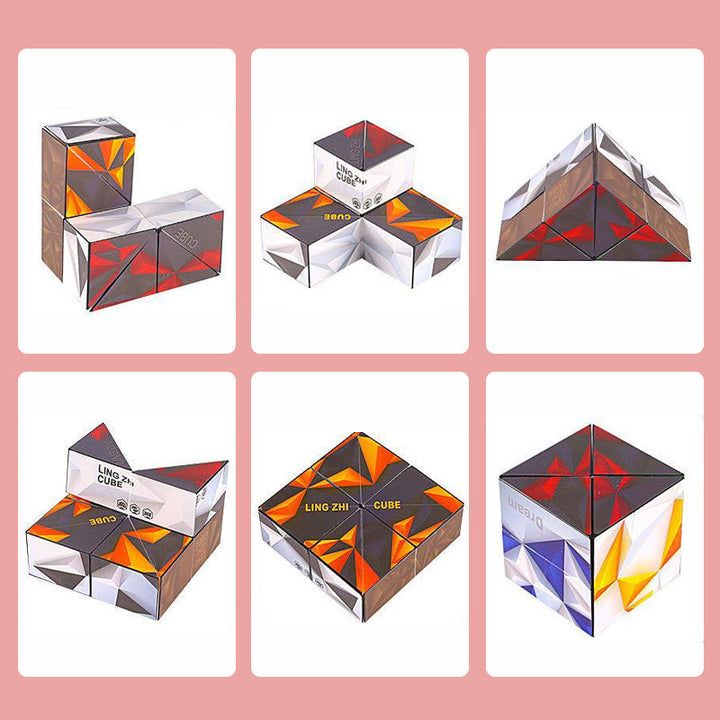 "3D Magic Cube med psykedeliska mönster i regnbågsfärger, perfekt för barn och vuxna, ger en sensorisk upplevelse."