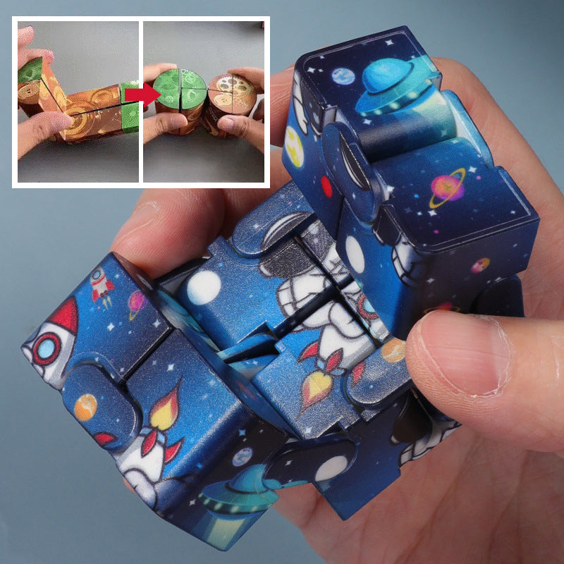 "3D Magic Cube med psykedeliska mönster i regnbågsfärger, perfekt för barn och vuxna, ger en sensorisk upplevelse."