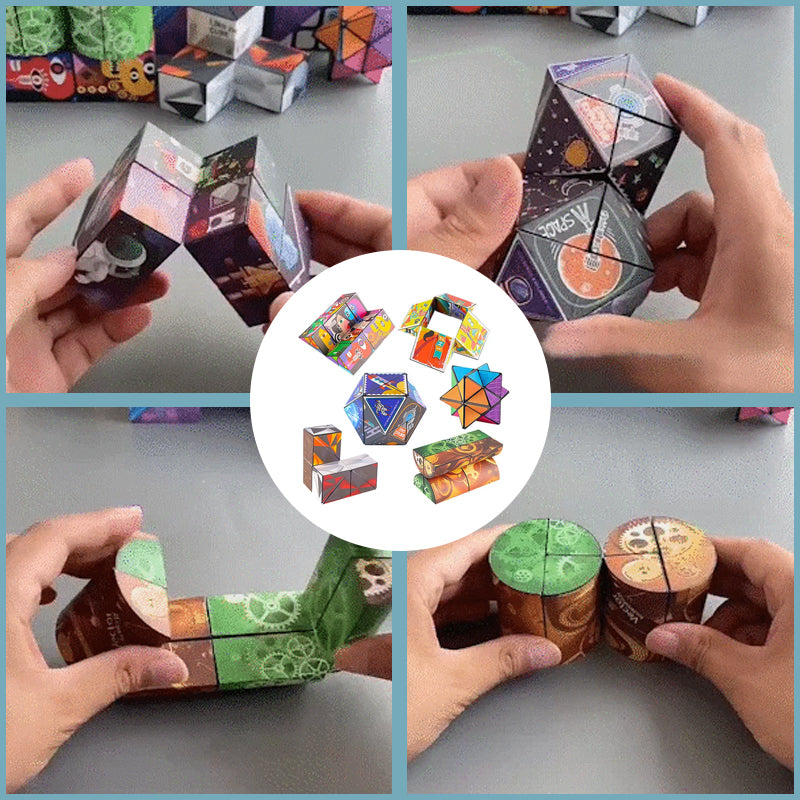 "3D Magic Cube med psykedeliska mönster i regnbågsfärger, perfekt för barn och vuxna, ger en sensorisk upplevelse."