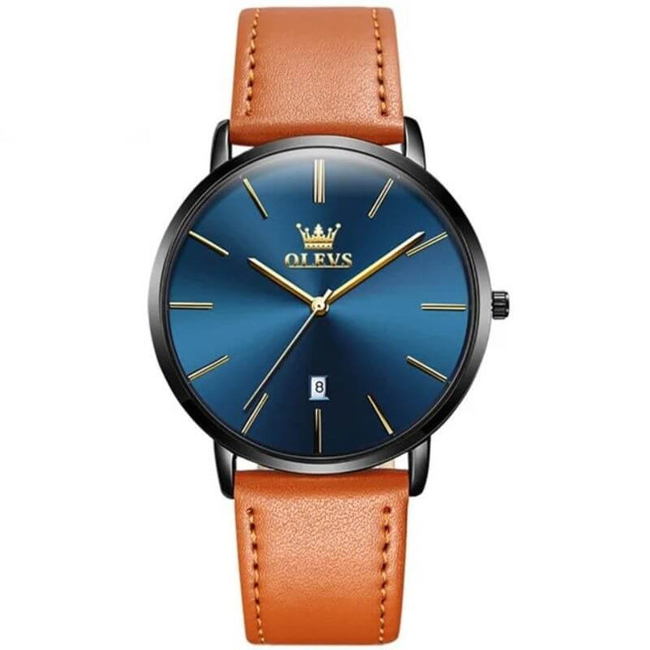 Snygg Läderarmbandsklocka med Datum
