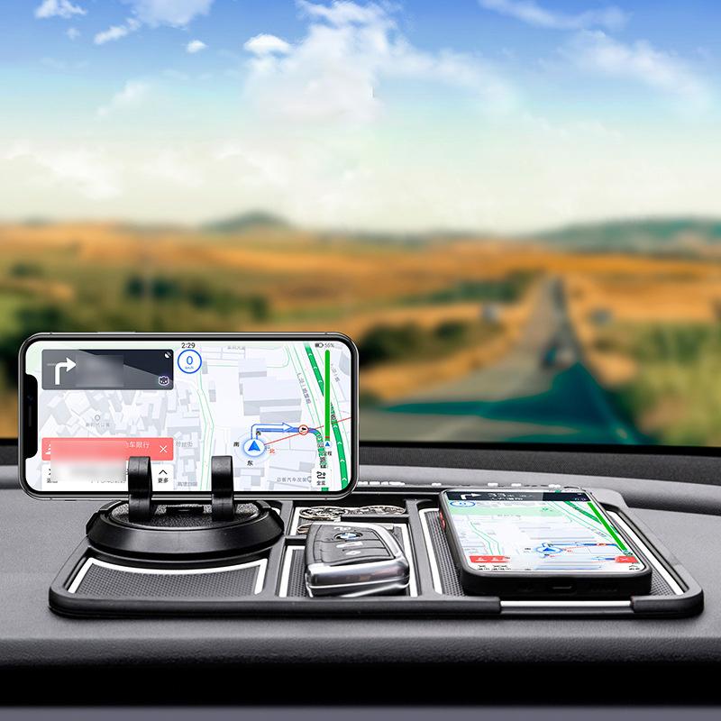 "4-i-1 halkfri biltelefonplatta i svart/rött med 360° hållare och aromaterapibox, perfekt för säker och organiserad bilkörnin