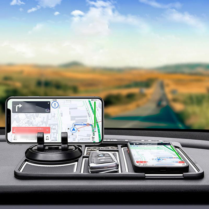 "4-i-1 halkfri biltelefonplatta i svart/rött med 360° hållare och aromaterapibox, perfekt för säker och organiserad bilkörnin