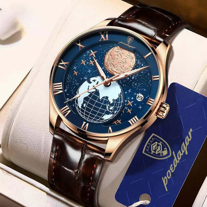 Elegant Quartz Watch with Leather Strap