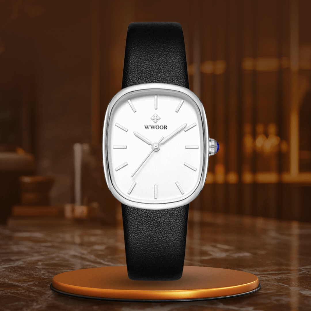 Elegant Kvartsur med Läderrem
