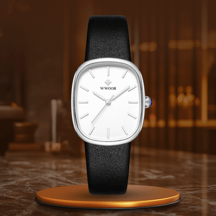 Elegant Kvartsur med Läderrem