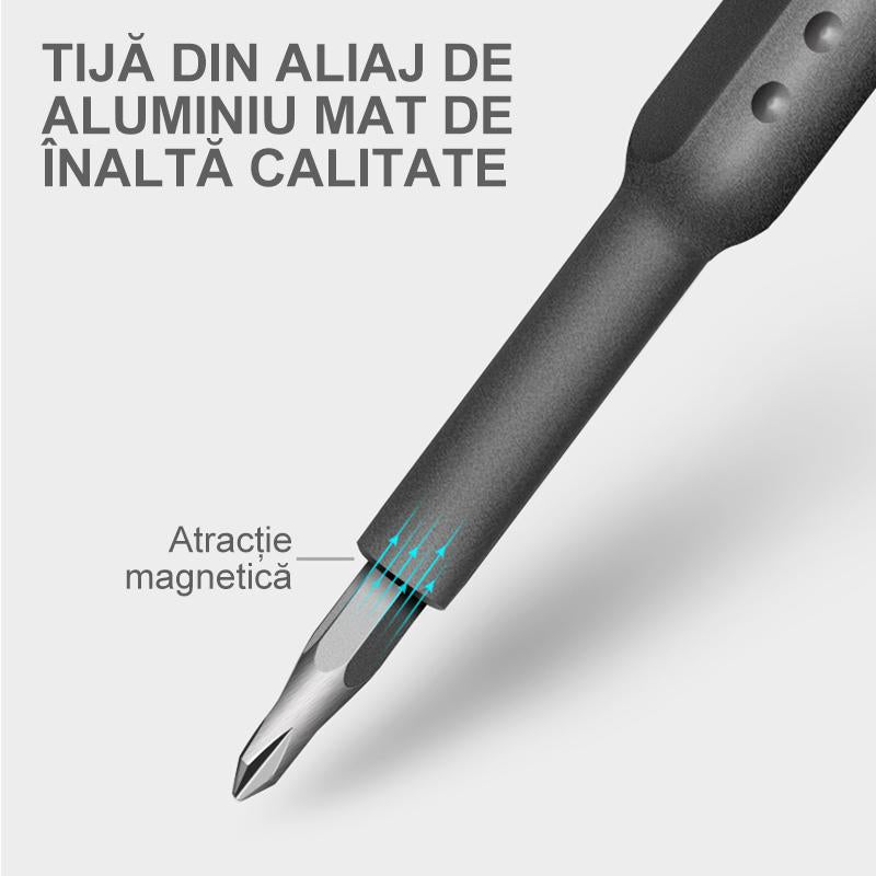 "48-i-1 precisionsskruvmejselsats för elektronik, kompakt design, kromvanadinstål, magnetisk, röd och svart färg."