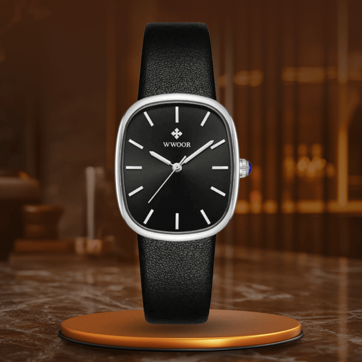 Elegant Kvartsur med Läderrem
