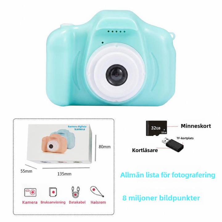 Mini HD Digitalkamera för Barn med Smarta Fotoeffekter