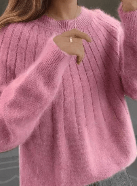 Fluffig stickad tröja i kashmir – Elegant & Varm