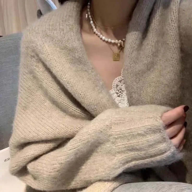 Varm och mysig tjock stickad cardigan för damer