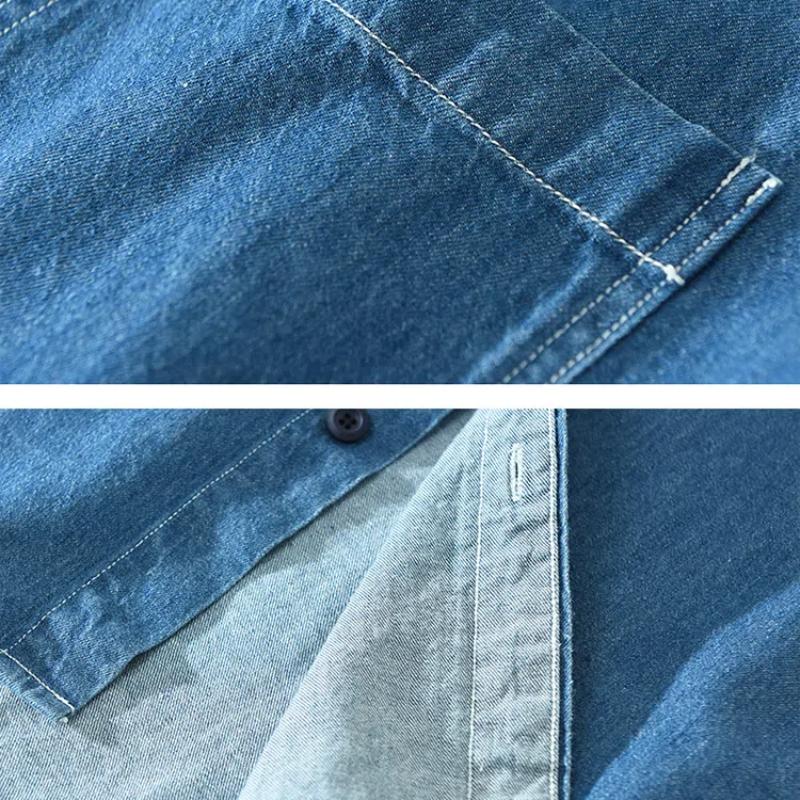 Herr Jeansskjorta i Denim med Lång Ärm