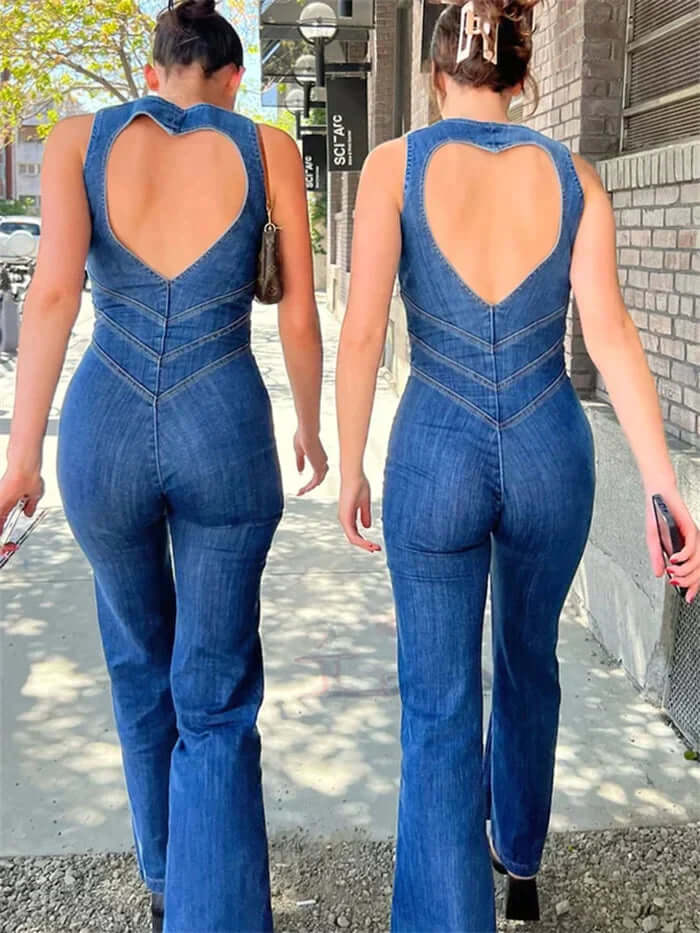 Figurnära denim jumpsuit för kvinnor - Nemy