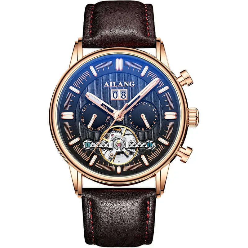 Elegant Tourbillon-klocka med läderrem