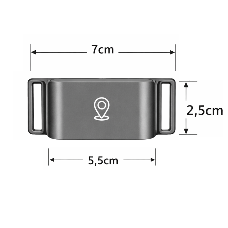 Kompakt 4G GPS-tracker för husdjur, fästes enkelt på halsband. Robust design för aktiv hund/katt.
