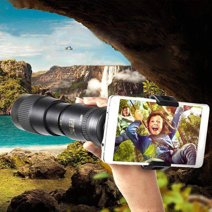 "4K vattentätt super-telezoom monokulärt teleskop för natur- och äventyrsupplevelser, kompakt och smartphone-kompatibelt."