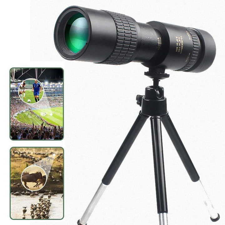 "4K vattentätt super-telezoom monokulärt teleskop för natur- och äventyrsupplevelser, kompakt och smartphone-kompatibelt."