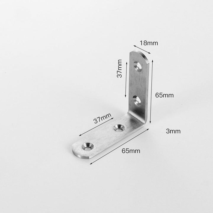 4-pack rostfria hörnbeslag, silverfinish, för stabilisering av möbler, robust design, enkel installation.