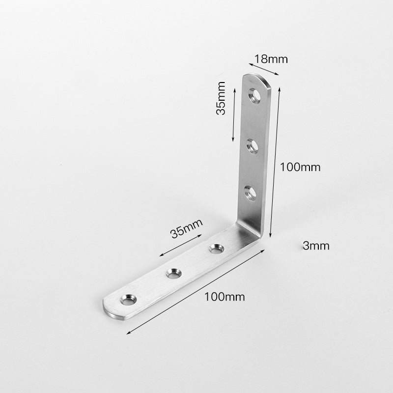 4-pack rostfria hörnbeslag, silverfinish, för stabilisering av möbler, robust design, enkel installation.