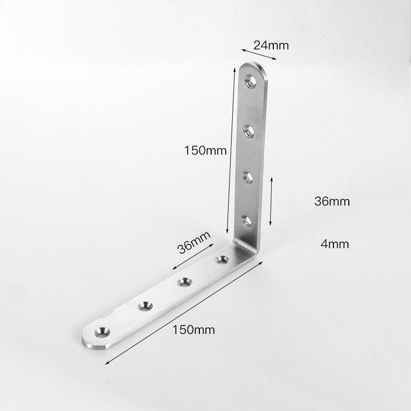 4-pack rostfria hörnbeslag, silverfinish, för stabilisering av möbler, robust design, enkel installation.