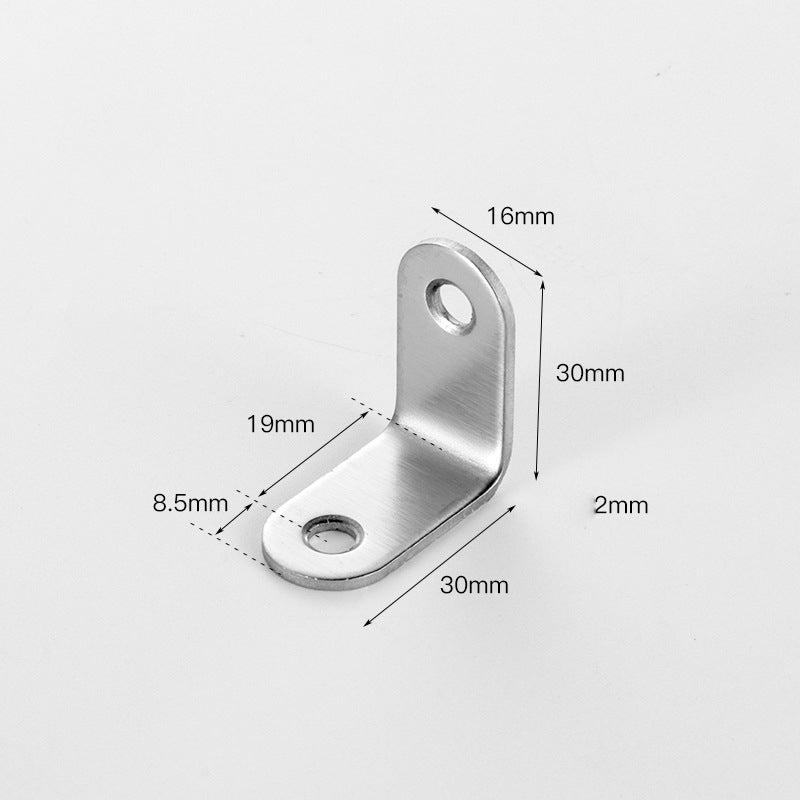 4-pack rostfria hörnbeslag, silverfinish, för stabilisering av möbler, robust design, enkel installation.