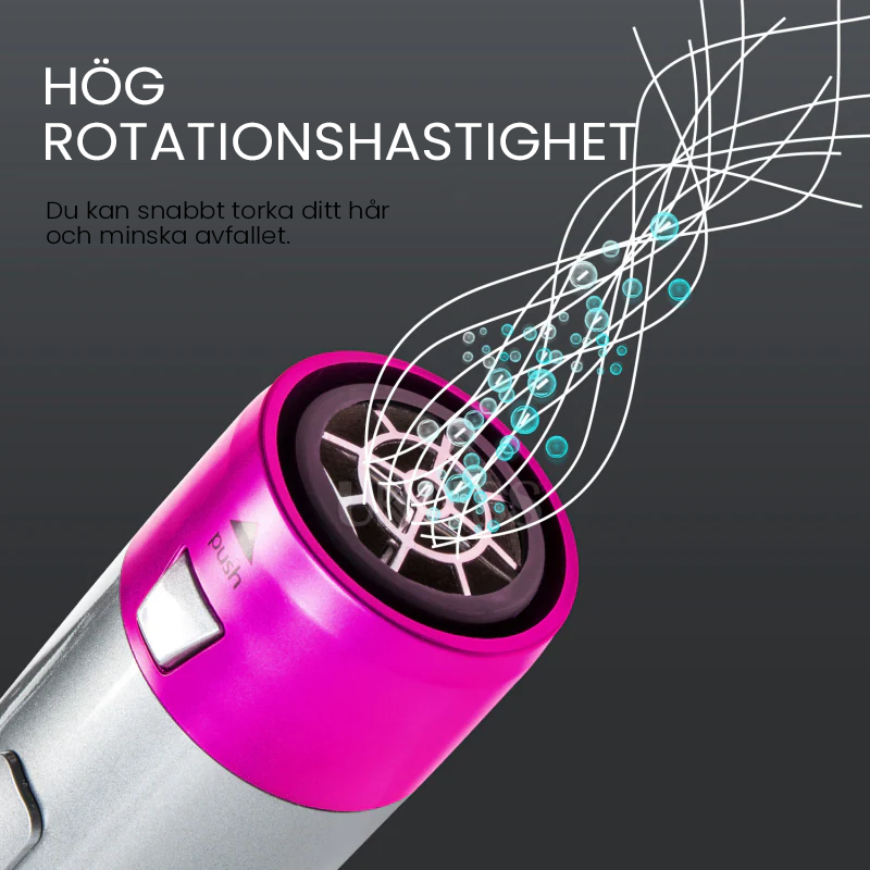 5-i-1 hårstylingverktyg, elegant design, multifunktionell, lämplig för alla hårtyper, silver och svart färg.