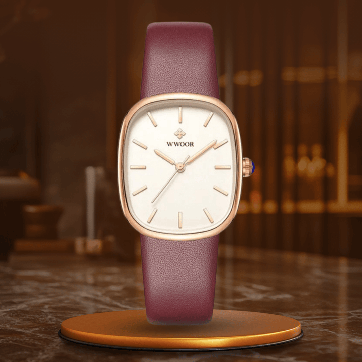 Elegant Kvartsur med Läderrem