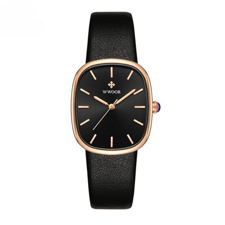 Elegant Kvartsur med Läderrem