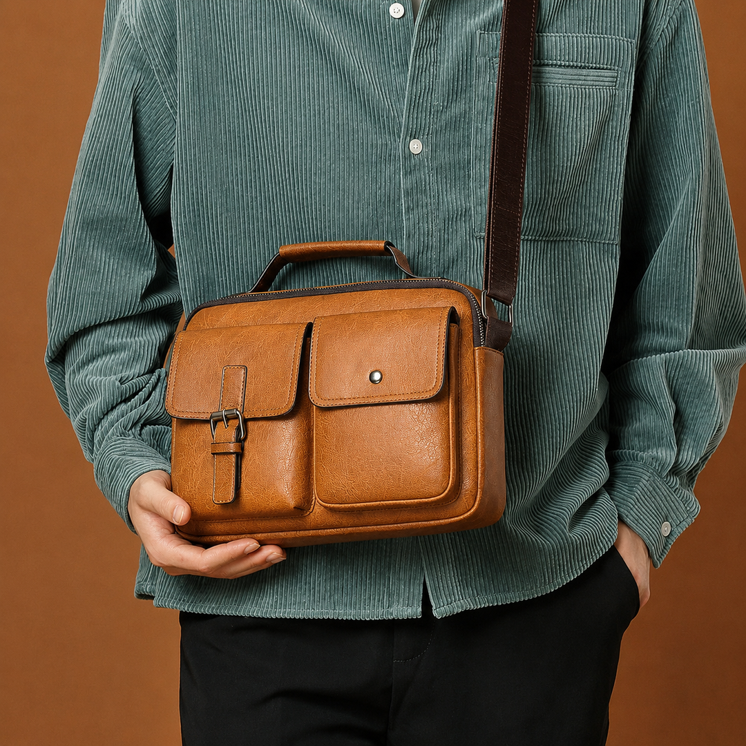 Vintage Axelväska för Män - Retro Stil och Mångfunktionalitet