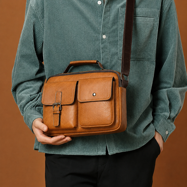 Vintage Axelväska för Män - Retro Stil och Mångfunktionalitet
