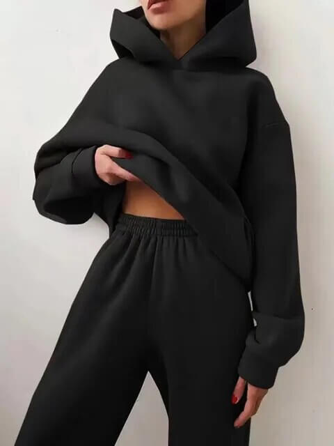 Tvådelad avslappnad lounge-set med oversized hoodie