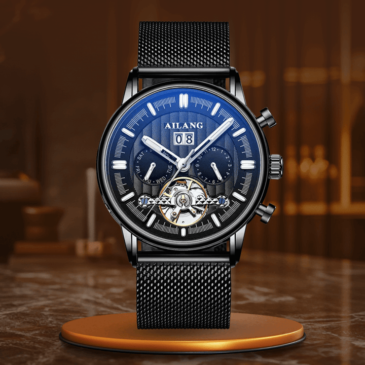 Elegant Tourbillon-klocka med läderrem
