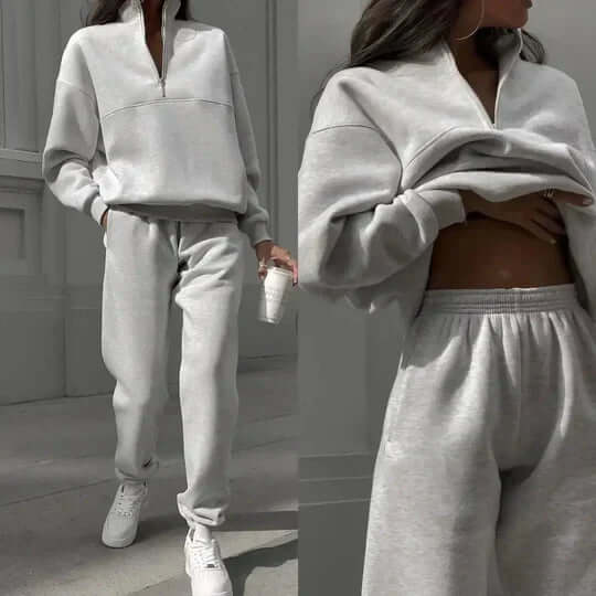 Avslappnat damset med sweatshirt och byxor - Mjuk och trendig