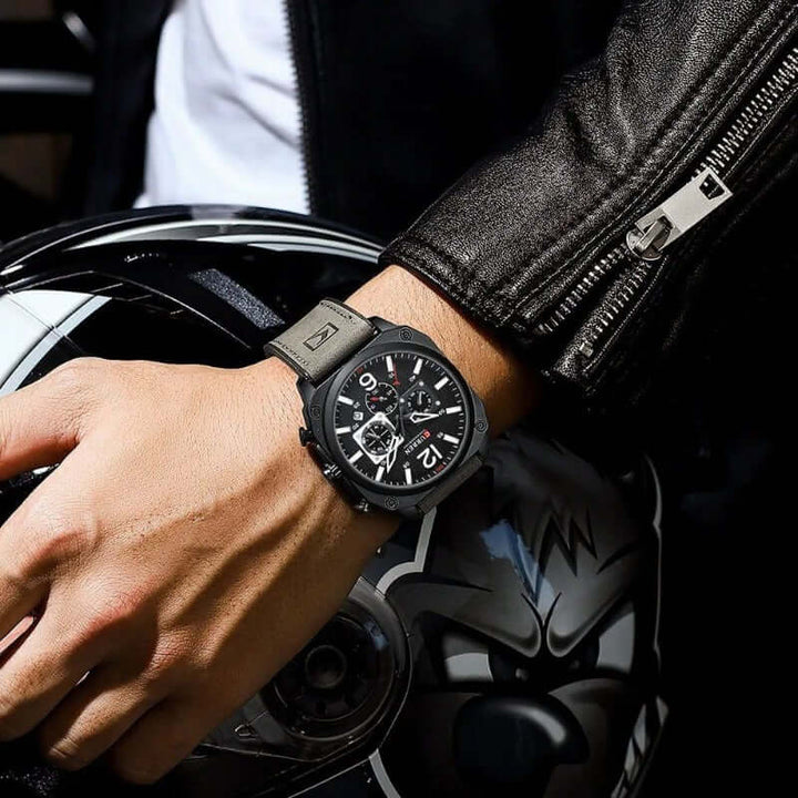 Elegant läderkvarts vattentät armbandsur