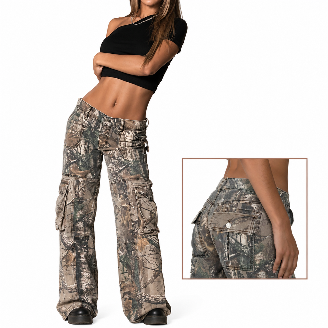 Kvinnors Urbana Cargobyxor med Kamouflagemönster