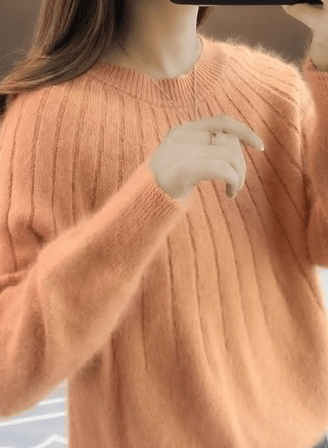 Fluffig stickad tröja i kashmir – Elegant & Varm
