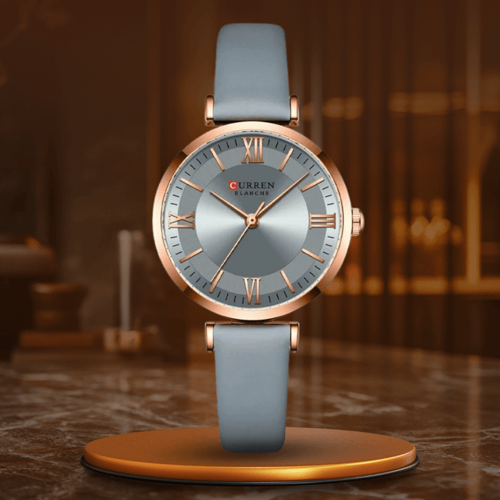 Elegant Vattentät Klocka med Läderarmband