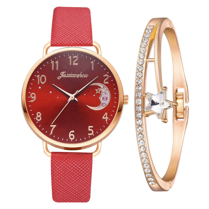 Elegant Moon Dial Watch & Bracelet Set