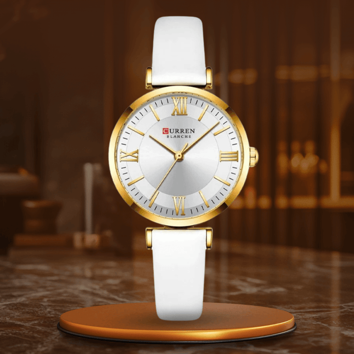 Elegant Vattentät Klocka med Läderarmband