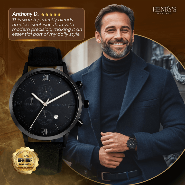 Elegant Analog Quartz Watch with Leather Strap