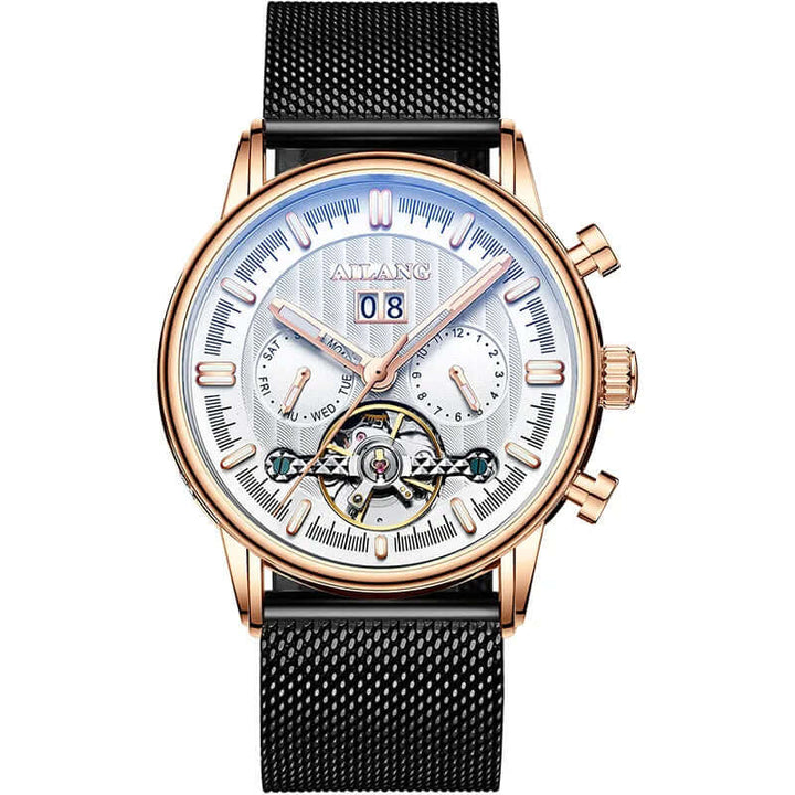 Elegant Tourbillon-klocka med läderrem