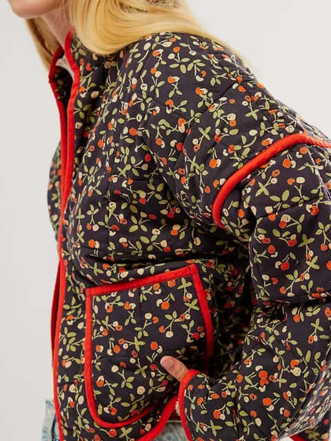 Ellen | Vintageinspirerad Quiltad Jacka med Unikt Mönster för Kvinnor