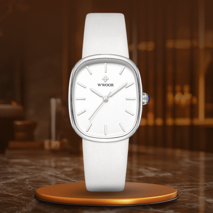 Elegant Kvartsur med Läderrem