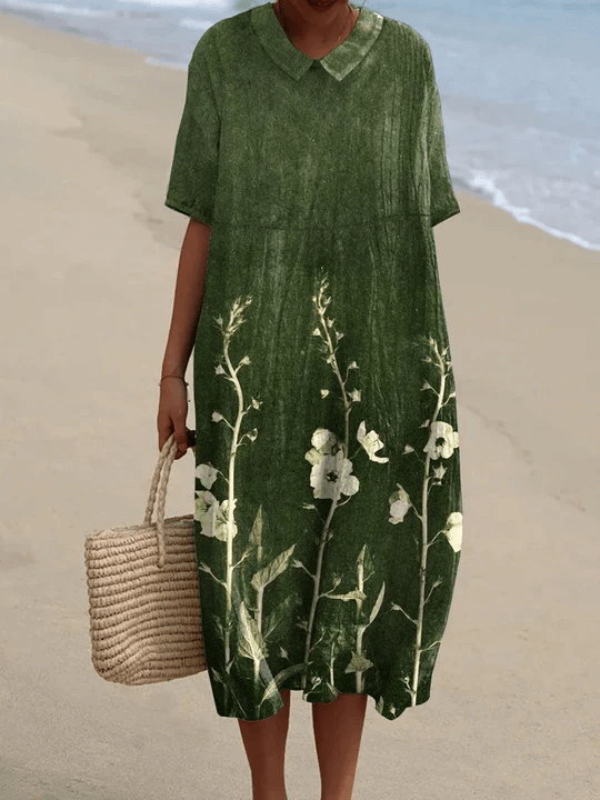 Sommarklänning med Blommigt Mönster – Elegant och Bekväm