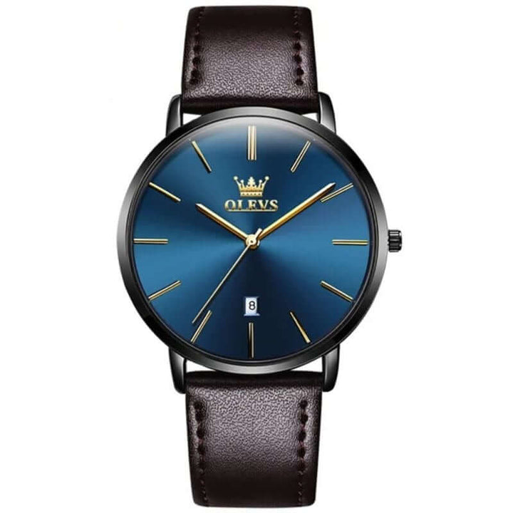 Snygg Läderarmbandsklocka med Datum