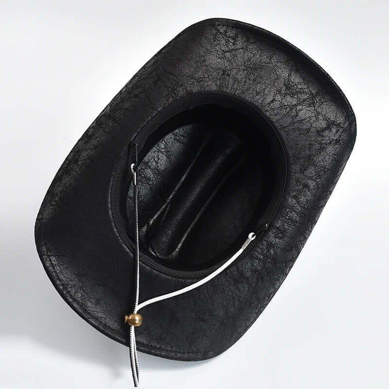 Cowboyhatt i läder med benpärlor – Westernstil