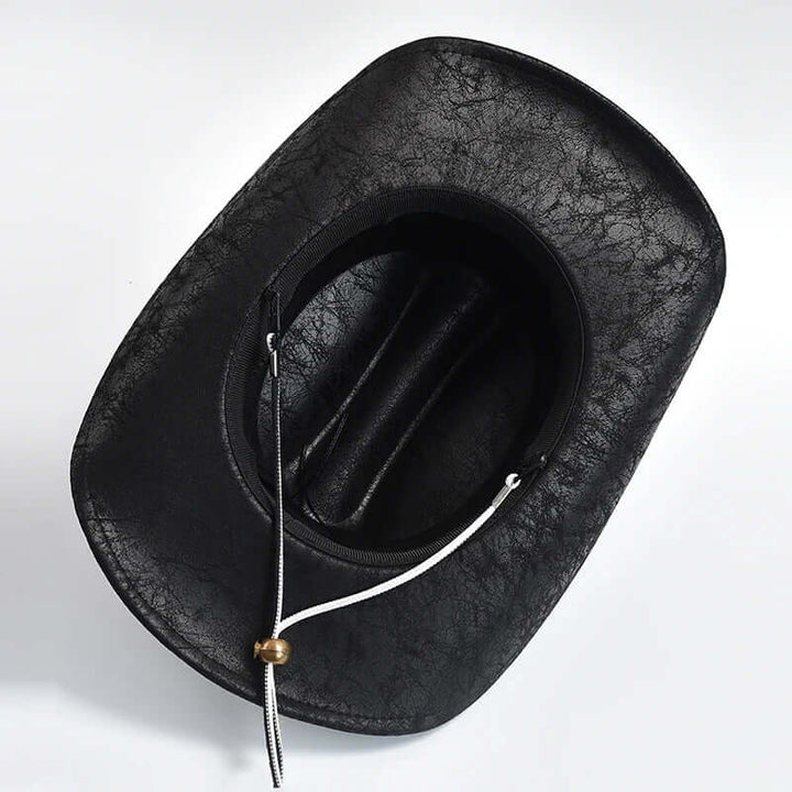 Cowboyhatt i läder med benpärlor – Westernstil