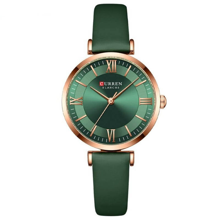 Elegant Vattentät Klocka med Läderarmband